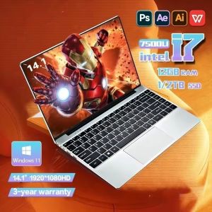2026 Laptop Computer Windows 11 Notebook 14.1 Inch Intel I7-7500U 12GB 1TB/2TB 1920*1080 Resolution Office Study PC computer