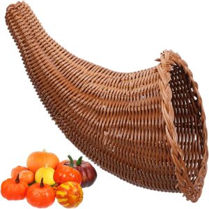 Gadpiparty Large Cornucopia Basket Wicker Grapevine Fall Basket Snack for Thanksgiving Christmas Harvest Table Centerpiece Party Decorations