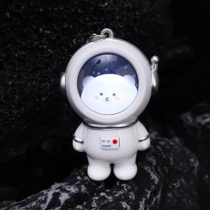 Creative Starry Sky Night Light Astronaut Keychain Couple Glowing Bear Keychain Bag Pendant Small Gift