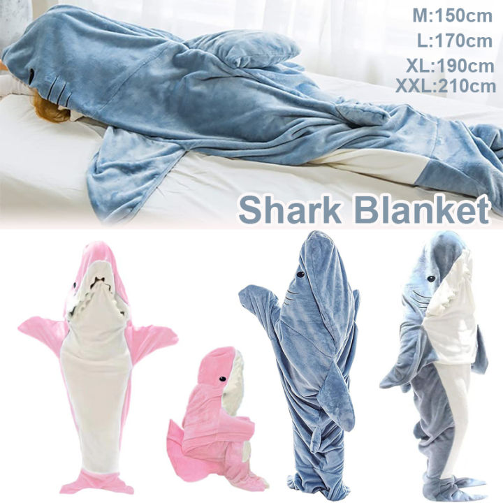 Shark Flannel Blanket Hoodie For Kids & Adults - Super Soft Cozy Wearable Sleeping Bag - View #2