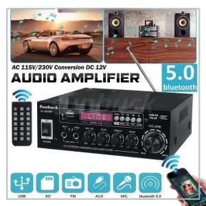 SUNBUCK Bluetooth Stereo Amplifier 1200w 12v 220v HIFI Audio Home Theater Speaker Remote Control Car Home Karaoke