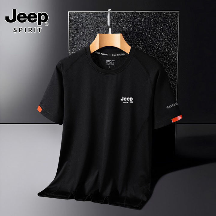 JEEP SPIRIT M-9XL Men's Thin Ice Silk Quick Dried Short Sleeve T-shirt ...