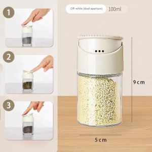 Salt Seasoning Bottle Kitchen Household Double-caliber Seasoning Spice Bottle Cumin Pepper Pot Transparent Glass Jar