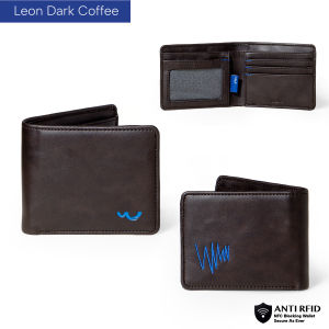 Wallts Leon Dompet Lipat Pria Faux Leather Kulit Hitam Men Wallet