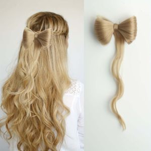 NO4 PANDA Elegant Bowknot Hair Bun Synthetic Natural Looking Curly Hair Pieces Temperament Hair Band Ponytail Hair Extensions for Women