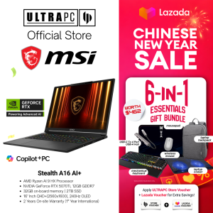 MSI Stealth A16 AI+ A3XWHG Gaming Laptop — RTX5070Ti - 16" QHD+ OLED 240Hz - AMD Ryzen AI 9 HX - 32GB RAM - 2TB SSD