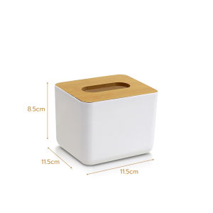 Naju กล่องใส่ทิชชู่ กล่องทิชชู่ฝาไม้ไผ่ กล่องใส่กระดาษทิชชู่ มีฝาปิด ฝาไม้ สไตล์มินิมอล สำหรับห้องนั่งเล่น สำนักงาน ร้านอาหาร