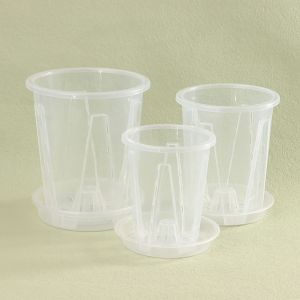 WARMIE ระบายอากาศได้ระบายอากาศ การควบคุมรากกระถางดอกไม้โปร่งใส สวยงามสวยงาม พลาสติกทำจากพลาสติก กระถางปลูกต้นไม้ เครื่องมือปลูกพืช กับปากใบ กระถางกล้วยไม้ Phalaenopsis ในร่ม