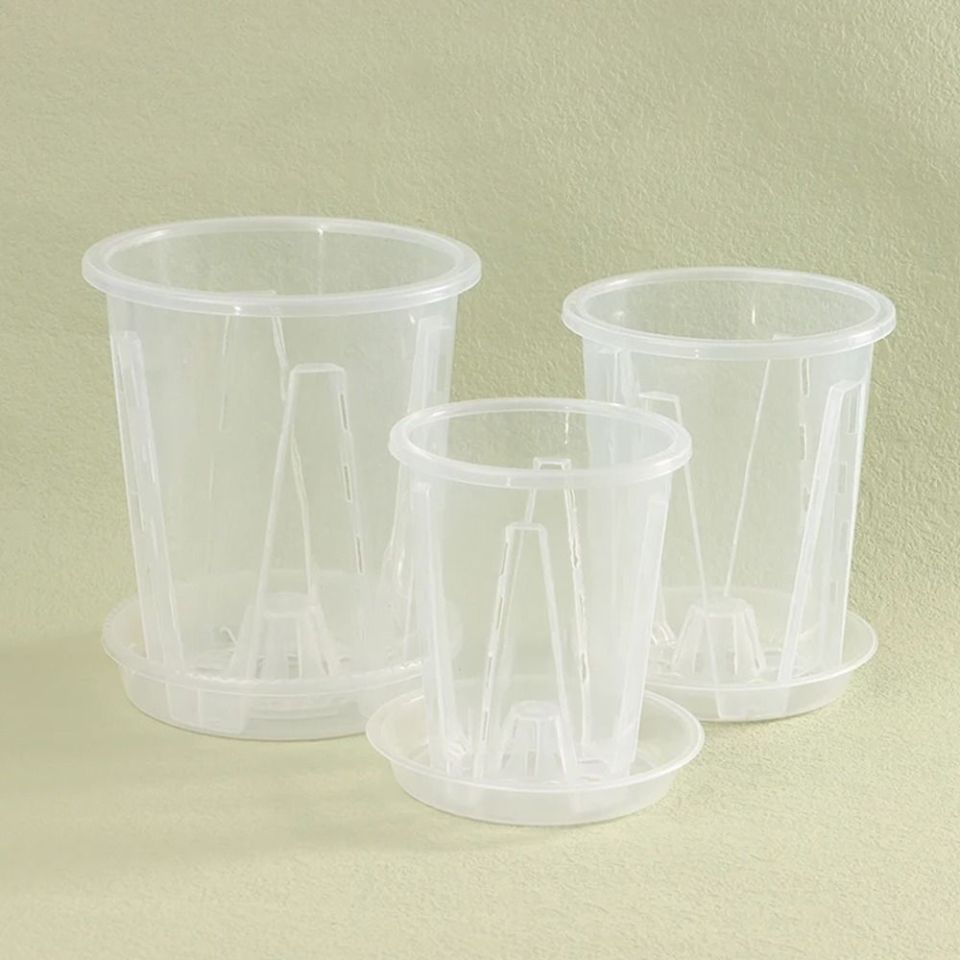 OOC Plastic Root Control Transparent Flower Pot Breathable Beautiful Planting Pot Plant Growing Container With Stomata Phalaenopsis Orchid Pots Indoor