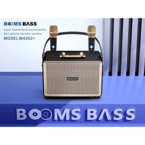 ลำโพงพกพาบลูทูธ Booms bass พร้อมไมค์ลอย2อัน  รุ่น M4202+