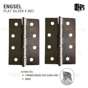 Engsel Plat Pintu Jendela Warna Silver 4" inch - Kuat Anti Karat Pemasangan Mudah
