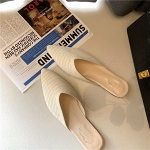 [Free Shipping] Baotou Low-Heeled Outdoor Sandals For Women 2025 Spring New Style  Versatile Flat-Heeled Slip-On Shoes Pointed-Toe Mule Half-Slippers