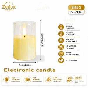 Electric Candle 3A Battery Led Flameless Candle with Acrylic Glass Electric Candle Lamp Flickering Fake Tealight Candle For Altar Home Wedding Party Christmas Decor
