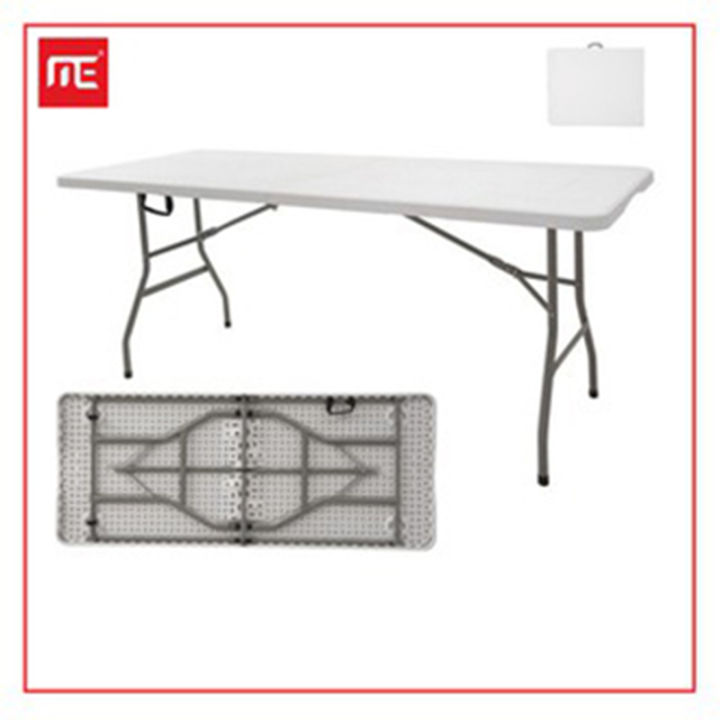 Heavy Duty Folding Table 6 FT/Foldinhalf Table Black/White Steel