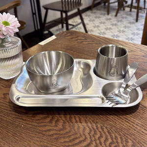 Khay ăn trẻ em khay inox ăm dặm cho trẻ CHOCKMEN khay ăn dặm bộ inox ăn dặm cho bé