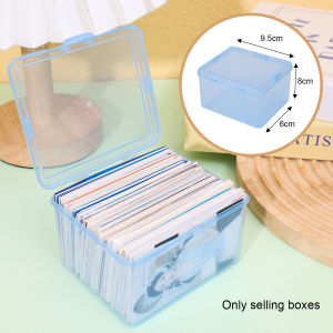 Transparent Rectangular Pink Fine Glitter Storage Box Simple Flip Lid Dust-proof Case For Photo Playing Cards Household Sundry Sorting box