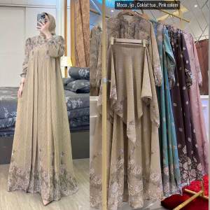 SET BUNGA HIJAB TERLARIS GAMIS SET HIJAB TERBARU GAMIS SYARI MUSLIMAH KEKINIAN DRESS CERUTY BABYDOL PREMIUM