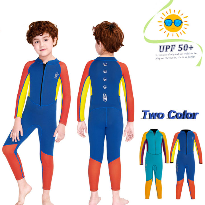 Kids Wetsuit,Thermal Swimsuit,Youth Boy's and Girl's One Piece Wet Suits  Warmth Long Sleeve Swimsuit for Diving,Swimming,Surfing Water Sports 