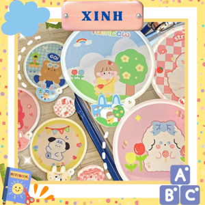 2 Cái Quạt vải gấp gọn quạt tròn cầm tay mini kiểu hàn quốc dễ thương làm phụ kiện quà tặng cho mùa hè