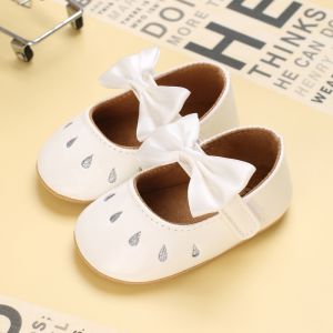 Newborn Baby girl cute shoes autumn soft sole Pu breathable anti slip bow princess shoes first walk Mocha shoes 0-18M