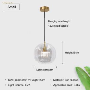 Modern malist Restaurant Pendant Light Dining Table Bedside Home Creative Personalized Dining Room Glass Industrial Wind Loft Stair Light