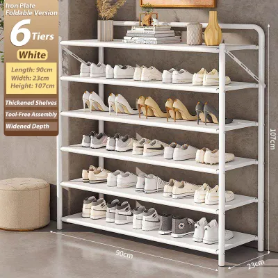 Foldable Shoe Rack No-assembly Space Saving Shoe Cabinet Dustproof Narrow Metal Home Shoe Storage Rack
