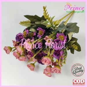 Bunga Aster Lambai Cabang 6 - Bunga Hiasan Dekorasi Rumah dan Pelamaninan Artificial Buatan