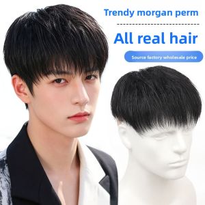 Tóc giả nam Morgan perm 100% tóc người kiểu dáng thời trang và đẹp trai miếng tóc giả có lưới thoáng khí thay thế tóc tự nhiên.