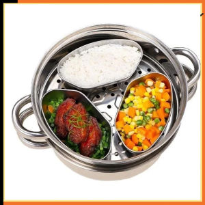 3Pcs Stainless Steel Steaming Plate Fan Shaped Divided Steaming Plate Food Steaming Bowl Tray Kitchen Accessories