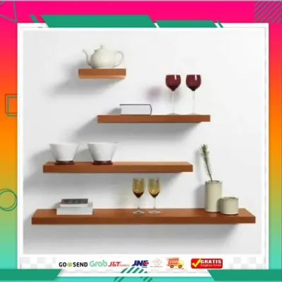 1 paket 4 papan Rak ambalan dinding gantung serbaguna kosmetik/rak tempel dinding murah