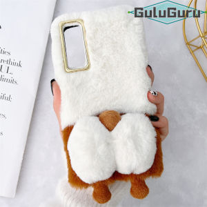 สำหรับ Xiaomi Redmi Note 11 11S 10 10S 9 9S 8 Pro Max Furry Caseน่ารักสวย Corgi Dog Tail Back Case Super Soft Plush ของเล่น Faux Fur Fluffy ฝาครอบป้องกัน