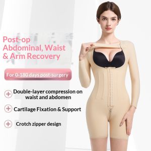 Women Shapewear After Post-Liposuction Full-Body Shaper Waist Trainer Steel Boned Medical Grade Garment Shaping Tops With Zipper