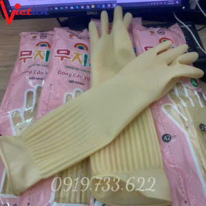 [Combo 10 đôi] Găng tay bao tay cao su Đông Cầu Vồng Kem dài 42cm mềm dẻo