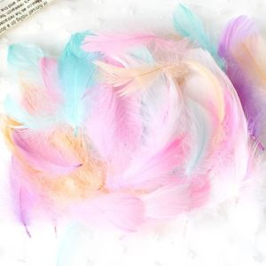 GOUPDO 50PCS Lông vũ tự nhiên Lông ngỗng tự nhiên Kết cấu mềm mại Đầy màu sắc Đồ trang trí lông vũ nhiều màu Nhẹ Lông vũ nhiều màu Trang trí sổ lưu niệm