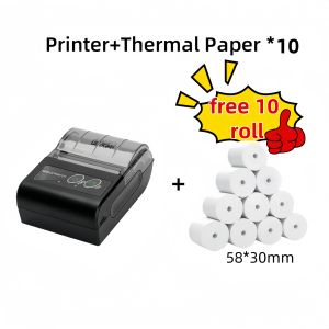 label printer Thermal Printer 58mm portable printer print photo printer Mini receipt printer POS Barcode Maker sticker printer machine Free 10 roll paper