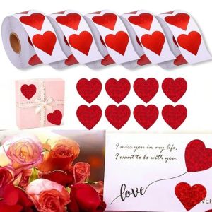 NOBLELYN Heart Shaped Love Heart Stickers Self Adhesive Paper Decorative Sticker  2.5cm Stickers Roll Happy Valentines Day