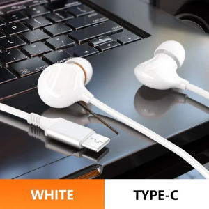 USB Type C ceramic wired earphones for iPhone 15 Pro Max Samsung Xiaomi Huawei 3.5mm HiFi stereo sport music with microphone