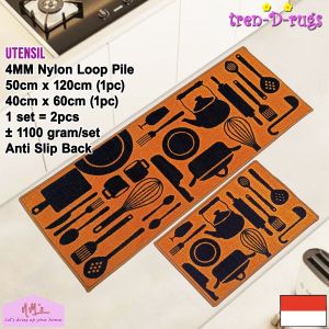 Tren-D-rugs Karpet Keset bulu alas lantai ruang tamu dapur panjang lorong runner kitchen mat anti slip murah 1 set isi 2 pcs - 50 cm x 120 cm ( 1 pc ) + 40 cm x 60 cm ( 1 pc ) - NMs
