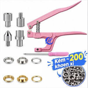 Bộ kìm dụng cụ bấm khoen mắt cáo đa năng kèm 300 khoen ore bấm khoen quần áo may mặc giày da thủ công -KÌM HỒNG