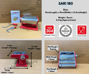 SARI Stainless Steel Manual Noodle Maker Machine / Noodle Machine / Machine Curry Puff / Mesin Mee / Pasta Machine