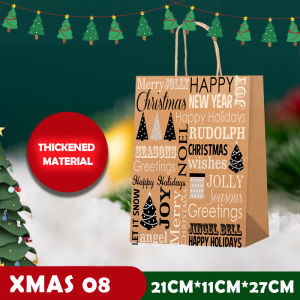 Christmas Paper Bag With Handle Xmas Happy New Year CNY Church Kids Children Event Office Goodie Gift Kraft Carrier Bags