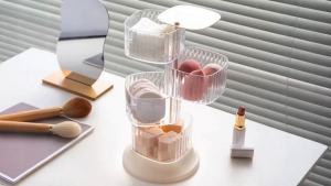 Cryfokt 4 Tier Rotating Jewelry Storage Plastic Rotating Hair Accessories Organizer for Hair Clips (White)