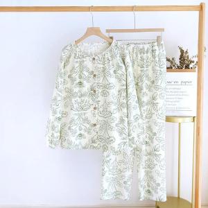 2026 New Spring and Autumn Womens Pajamas Set 100% Cotton Long Sleeve Trousers Two-piece Home Set Summer Pajamas