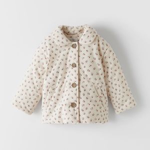 Áo khoác Zara cổ bẻ họa tiết hoa nhí phong cách cổ điển cho bé gái 1-5 tuổi (8-19kg) xuất dư xịn