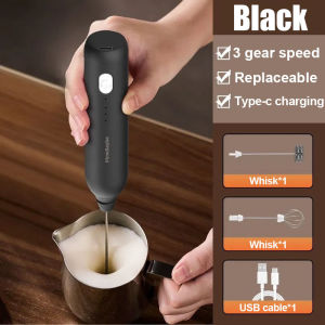Electric Milk Frother Coffee Blender 3-Speed Type-C Rechargeable Portable Milk Foam Maker Dual Tiers