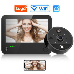 Tuya 1080P HD Peephole Viewer WiFi Smart Video Doorbell Peephole Viewer Degree Door Viewer Remote Intercom Security Monitor