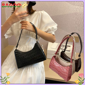 Fashion Women Bags PU Leather Alligator Pattern Hobos Underarm Bag Ladies Vintage Solid Color Zipper Handbags