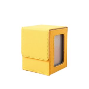 KECTTIO PU Window Collection Box ic Closure Moisture-proof Card Deck Box Lipstick Box Stain-resistant Trading Card Storage Box Board Games