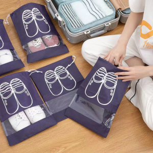Non Woven Dustproof Shoe Storage Bag Travel Shoe Beam Mouth Storage Bag kasut beg Simpanan Kasut Beranggar Tidak Ber