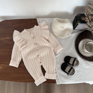 ins Baby autumn jumpsuit knitted sweater spring and autumn cotton romper outerwear for newborns in autumn